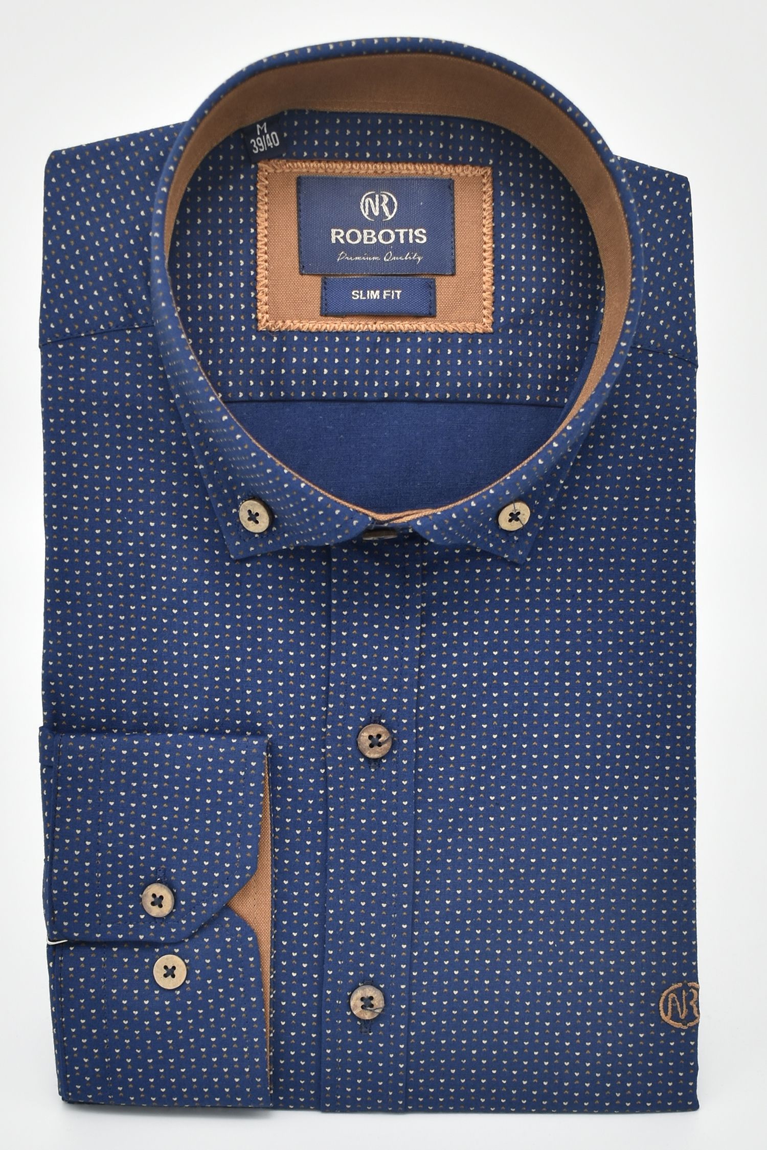 ΠΟΥΚΑΜΙΣΟ ΒΑΜΒΑΚΕΡΟ SLIM FIT ΜΠΛΕ